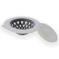 фото Full Circle, Sinksational, Sink Strainer with Pop-Out Stopper, Gray & White